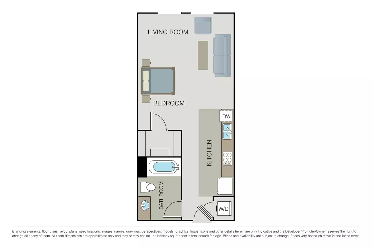 Studio • 1 Bath
3D Tour 150 floor plan
