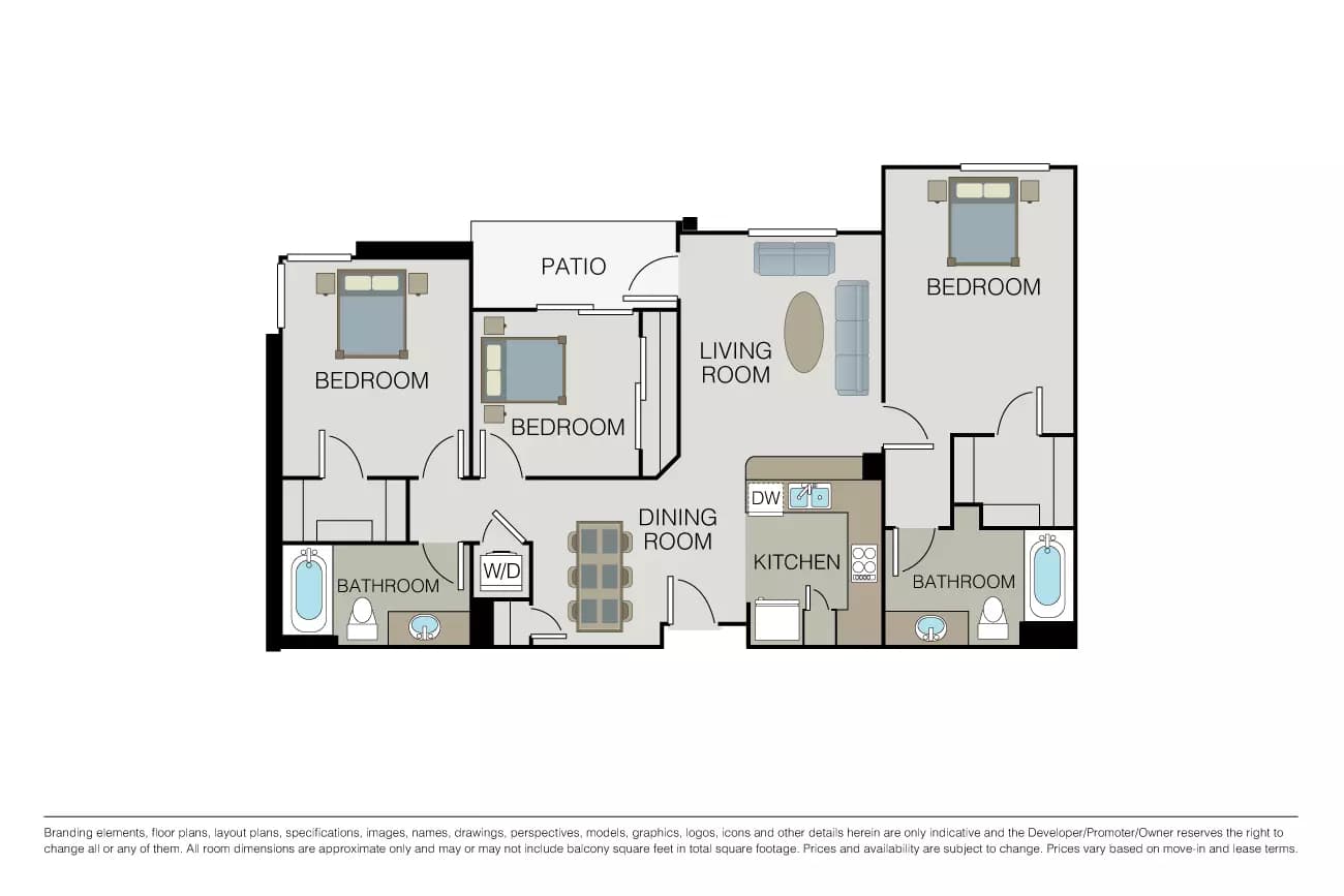 3 Beds • 2 Bath
3D Tour 530 floor plan