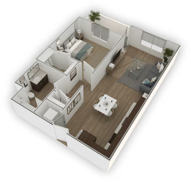 1 Bed • 1 Bath 1-209 floor plan