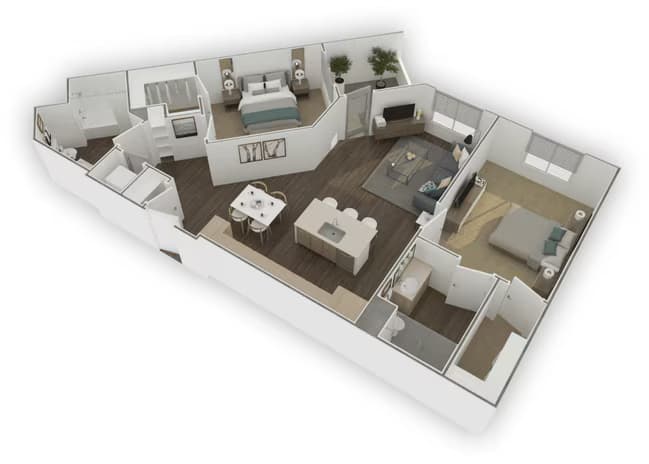 2 Beds • 1 Bath 1-256 floor plan