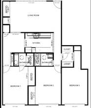3 Beds, 2 Baths Model floor plan