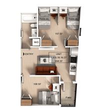 2 Bedroom | 1 Bath A Shared-Premium floor plan