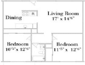 2 Bedrooms 2BD-Upstairs floor plan
