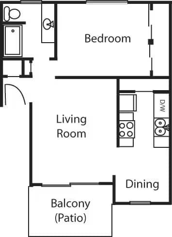 1 Bedroom floor plan