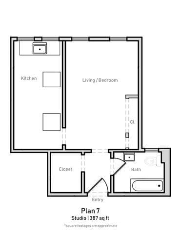 Studio • 1 Bath 107 floor plan