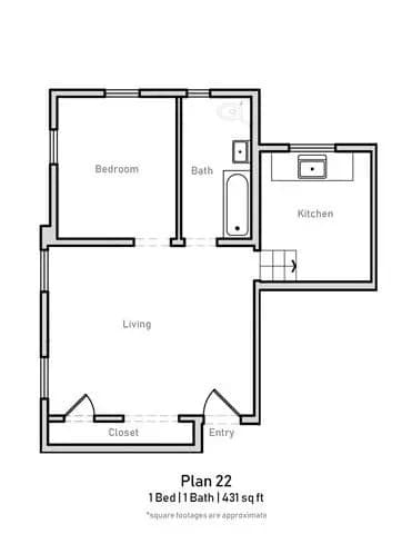 1 Bed • 1 Bath 313 floor plan