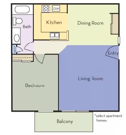 1 Bed • 1 Bath 82H floor plan