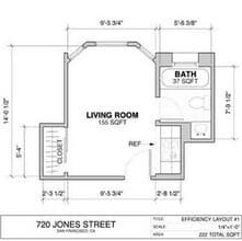 Studio, 1 Bath Model floor plan