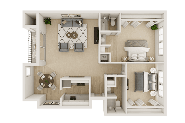 2 Bedroom, 2 Bath 183 floor plan