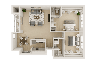 2 Bedroom, 2 Bath 102 floor plan