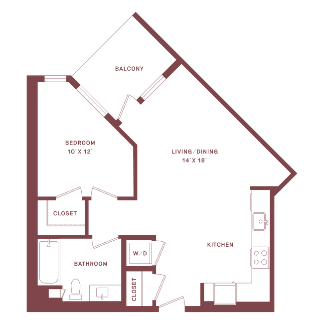 1 Bed • 1 Bath 635 floor plan