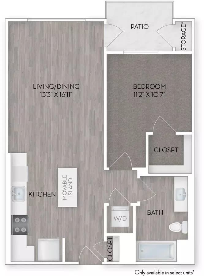 1 Bed • 1 Bath 107 floor plan