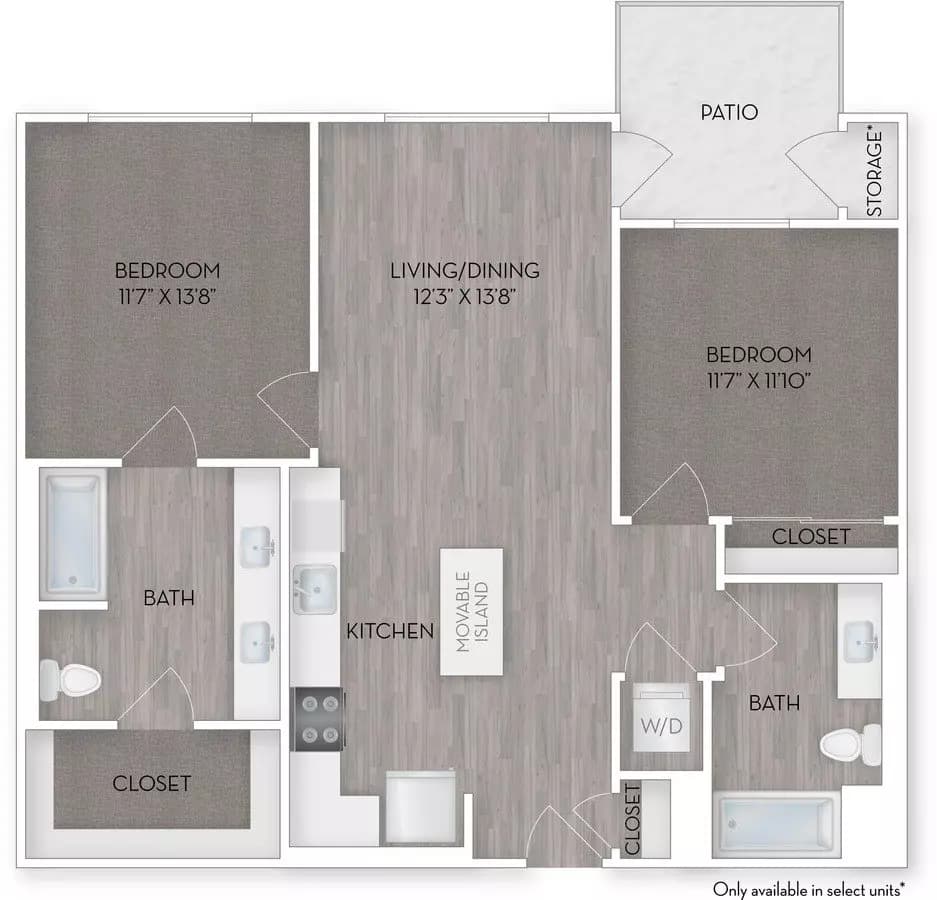 2 Beds • 2 Bath 223 floor plan