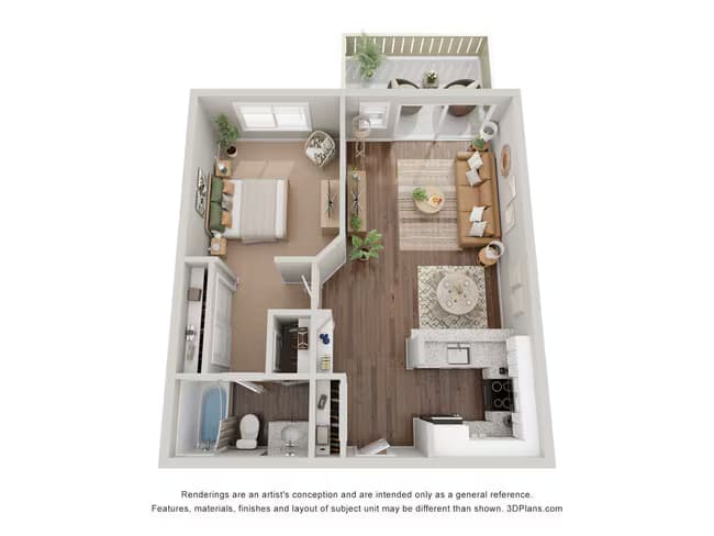 1 Bed 1 Bath JR Upgraded 017 floor plan