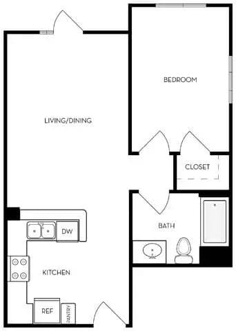 1BD, 1BTH C 222 floor plan