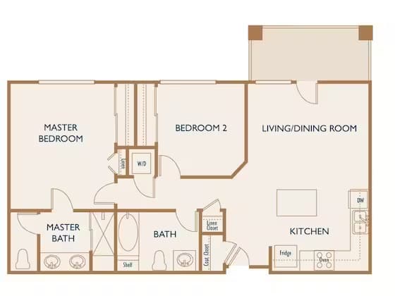 2 Beds • 2 Bath 308 floor plan