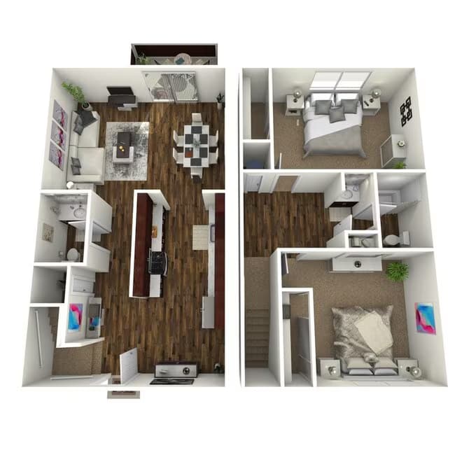 2 Beds • 1 Bath G-6 floor plan