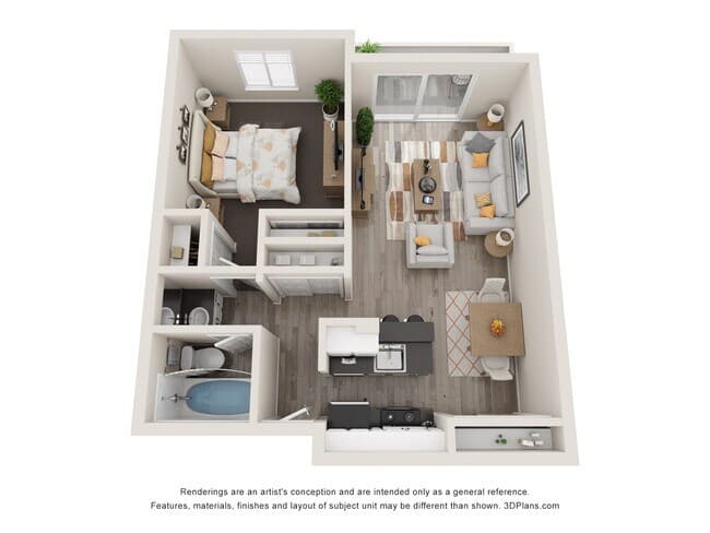 1 Bed • 1 Bath F1 floor plan