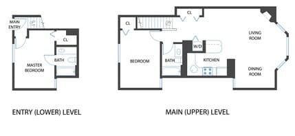 2 Beds, 2 Baths Model floor plan
