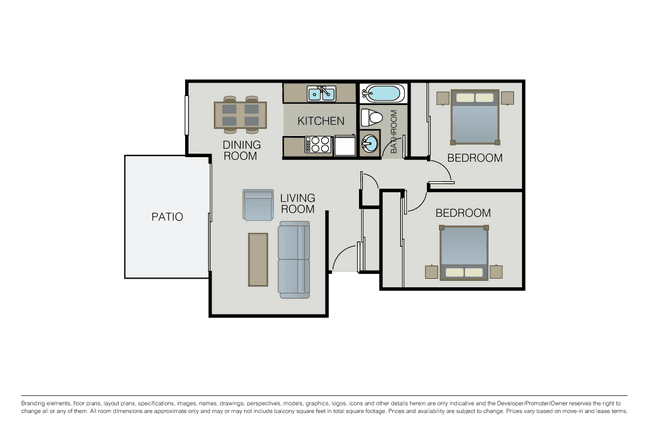 2 Beds • 1 Bath
3D Tour 037 floor plan