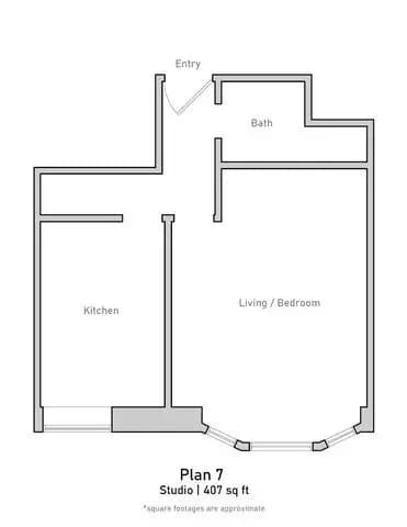Studio • 1 Bath 01A floor plan