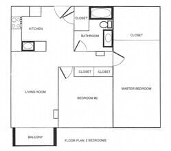 2 Bedroom 1 Bath 021 floor plan
