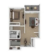 One Bedroom One Bath 18F floor plan