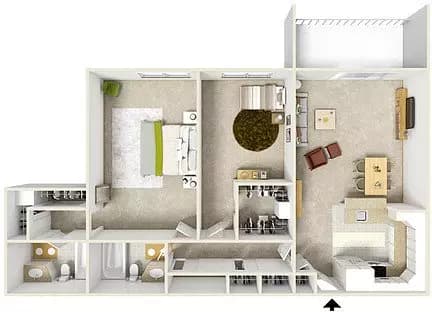 2Bed 2Bath #3 E612 floor plan