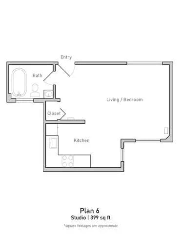 Studio • 1 Bath 610 floor plan
