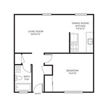 1 Bed 1 Bath H18 floor plan
