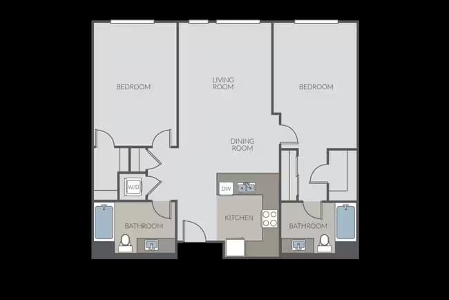 2 Bed 2 Bath D 361 floor plan