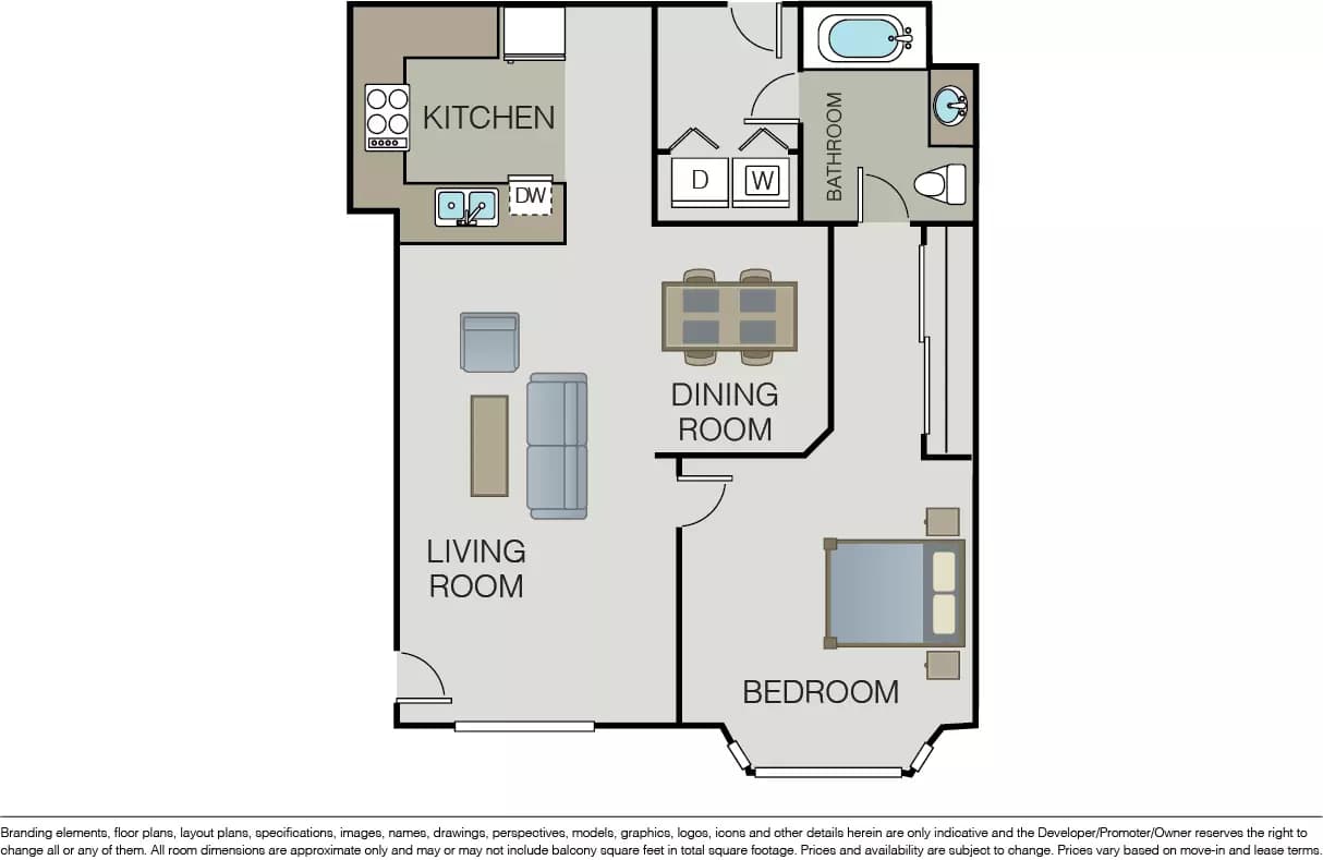 Plan 1B 1101 floor plan