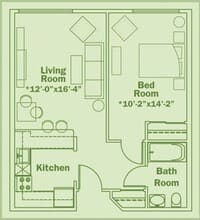 One Bedroom 414 floor plan