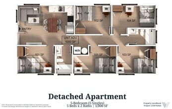5 Bedroom | 2 Bath Private-Standard floor plan