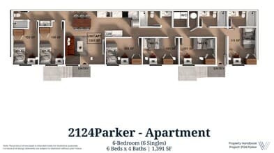 6 Bedroom | 4 Bath Private-Standard floor plan