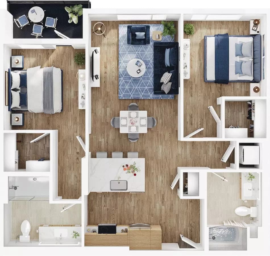 2B Renovated 021-21M floor plan
