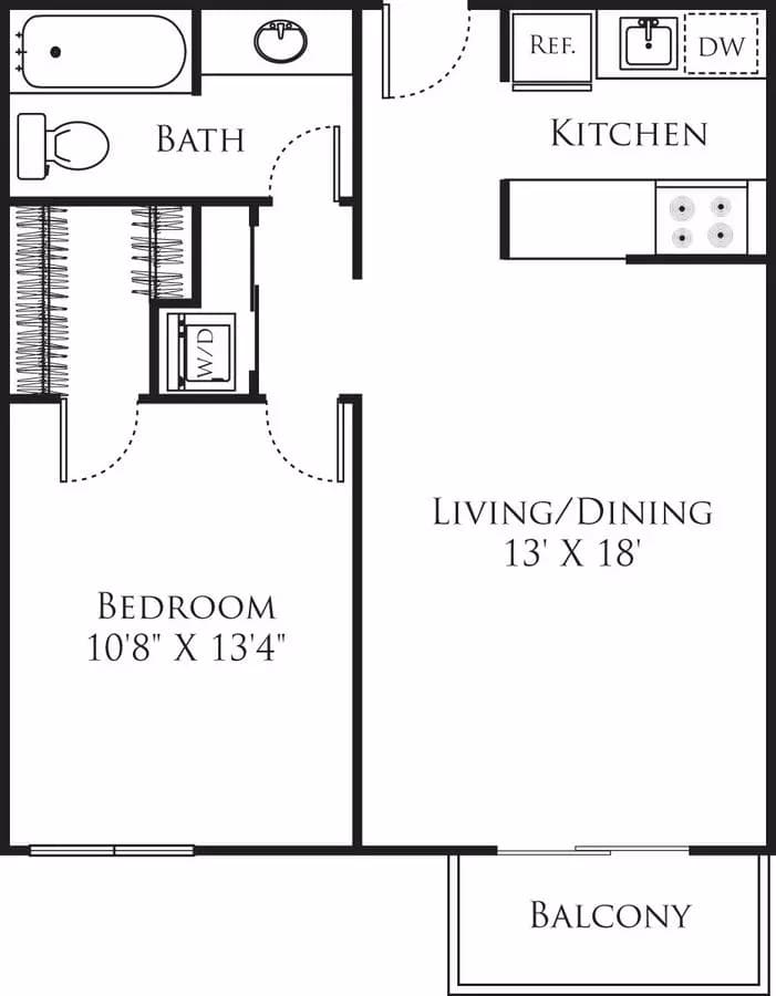 1 Bedroom D 007-202 floor plan