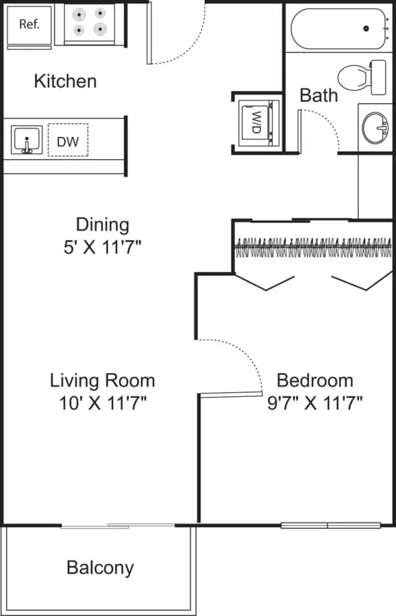 1 Bedroom A 002-306 floor plan