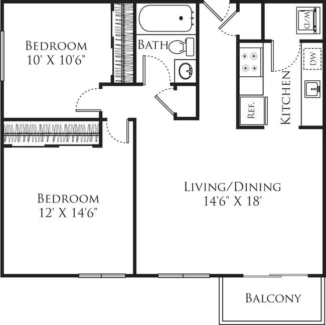 2 Bedroom F 009-201 floor plan