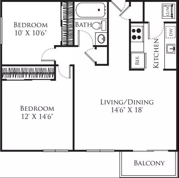 2 Bedroom F 007-320 floor plan