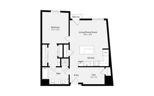 1B+DEN C 1522 floor plan