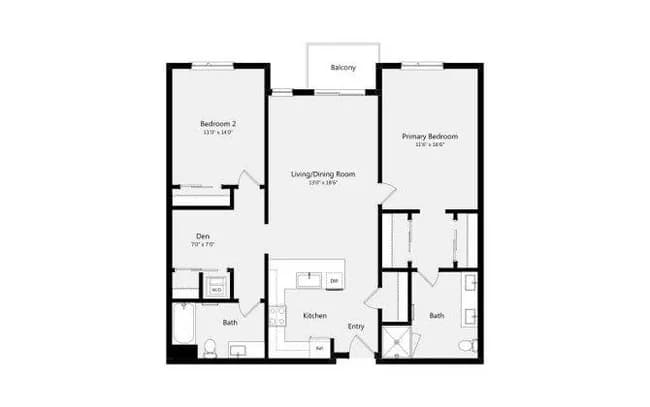 2B+DEN 2115 floor plan