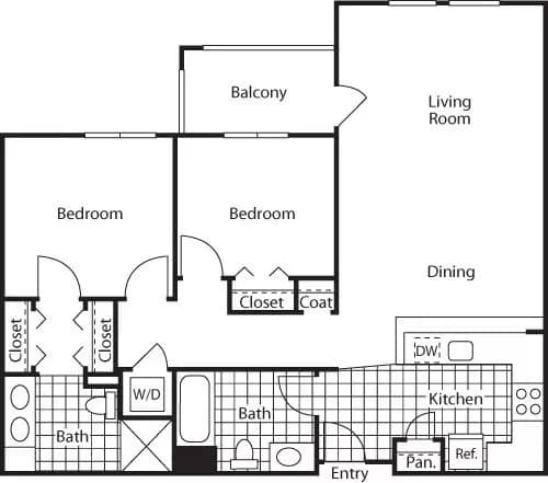 2 Beds • 2 Bath 122 floor plan