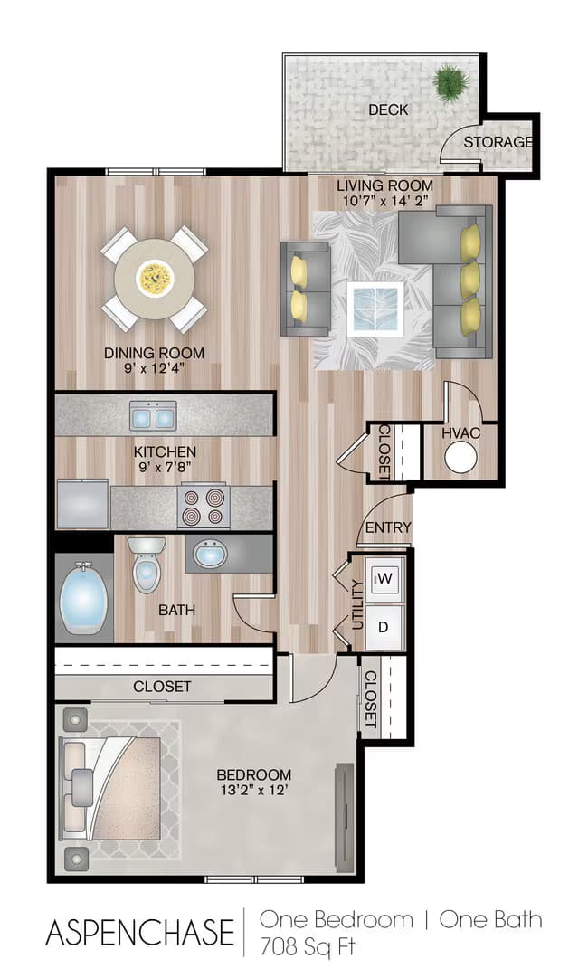 1 Bed • 1 Bath 01-139 floor plan