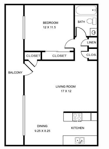 1 Bed • 1 Bath 227 floor plan