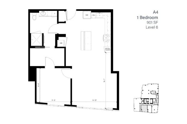 A4 1 Bedroom 1520 floor plan