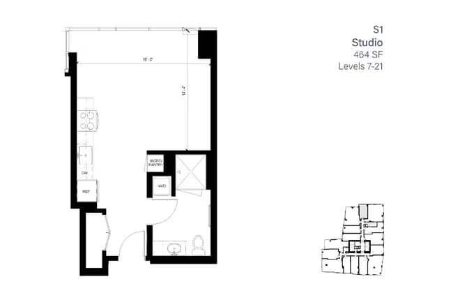 S1 Studio 816 floor plan
