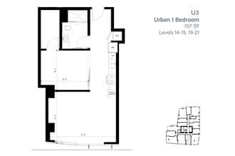 U3 Urban 1 Bedroom 1519 floor plan