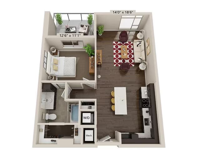 One Bedroom A1M 431 floor plan