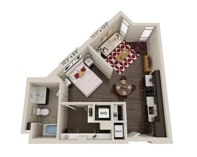 Studio E1H 326 floor plan
